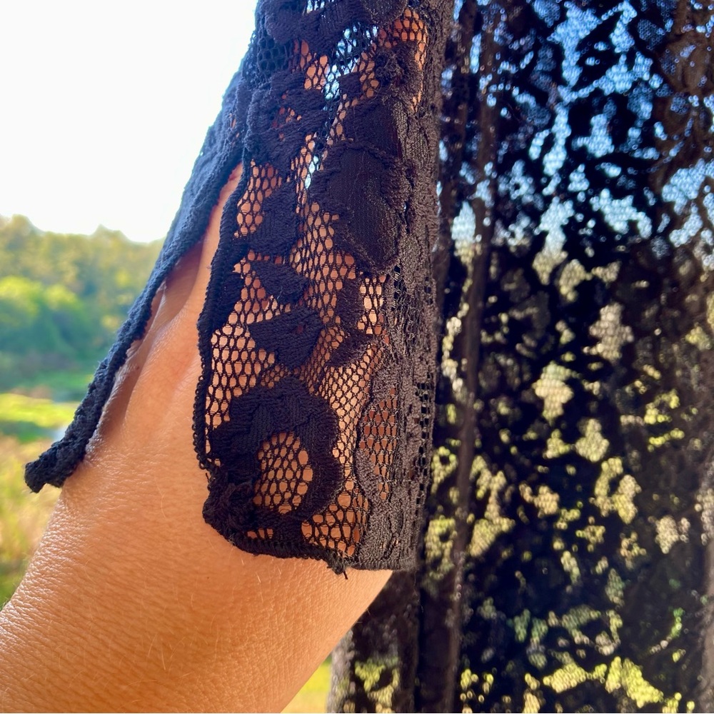 Vince Camuto Black Lace Maxi Dress Elegant Evening Wedding Guest Formal SZ:L NWT - Picture 6 of 14